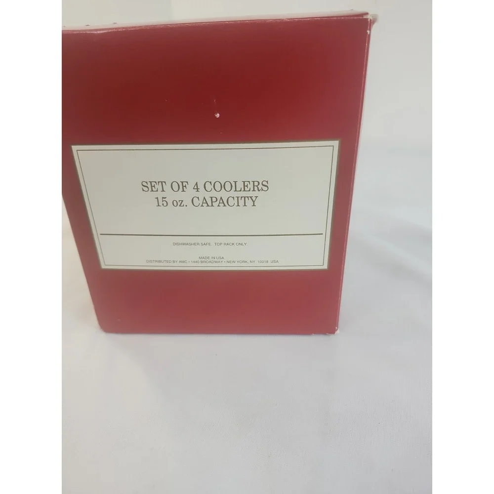 Vintage‎ John Wanamaker Set Of 4 Christmas Glasses 15 Oz Made In The USA